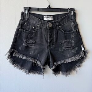 One Teaspoon Juliettes Black Star Denim Shorts